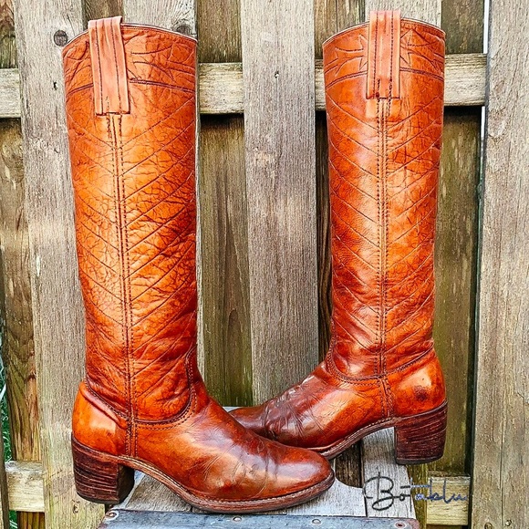 FRYE True Vintage Black Label Embroidered Stitching Tall Knee High Boots, Size 7 - Picture 14 of 15